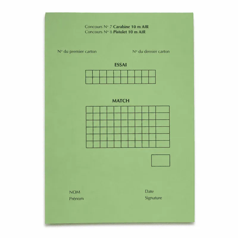 Bloc 100 feuilles de match 10m vert 2