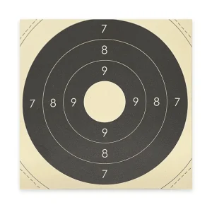 Pistolet 25/50 mètres zone 10 blanche visuel format 21x21 carton